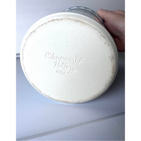 VTG Chaparral Pottery USA Utensil
Crock Apple Spongeware Blue Rim Hand
Painted - Picture 5 of 5